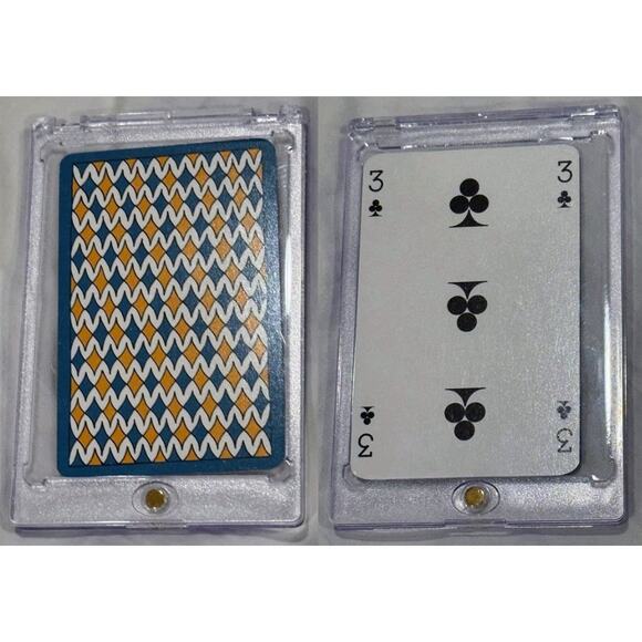 Hermès Luxury Playing Card 3 of Clubs Retro Geometric Design w/ Case Rare - Picture 1 of 3